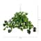 24" UV Resistant Artificial LED Lit Philodendron in White Hanging Basket